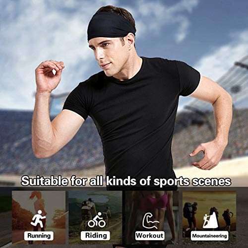 Acozycoo Mens Running Headband,5Pack,Mens Sweatband Sports Headband for Running,Cycling,Basketball,Yoga,Fitness Workout St...