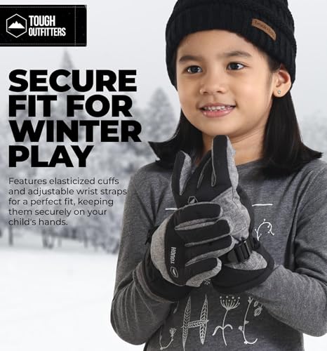 Tough Outdoors Kids Insulated Waterproof Snow Gloves - Youth Winter Ski Gloves for Girls & Boys