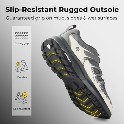 FitVille Men's Wide Hiking Shoes Water Repellent Trekking Trails Outdoor Sneakers Cushioned Lightweight Walking Running Sh...