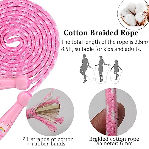 Jump Rope for Kids, Adjustable Toddler Jump Rope with Wooden Handle and Cotton Rope, Cute Skipping Rope for Boys and Girls...