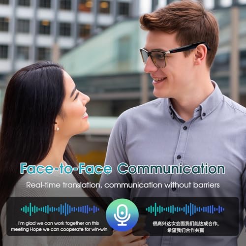 AI Smart Glasses for Women & Men, Supports 160+ languages Real-Time Translation, No Subscription, AI Glasses with Open-Ear...