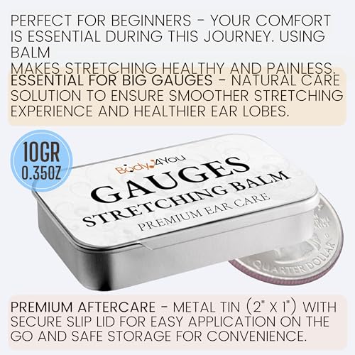BodyJ4You 37PC Ear Stretching Kit - Beginner Gauges 14G-00G Starter Set - Aftercare Balm Wax - Steel Tapers Single Flare P...