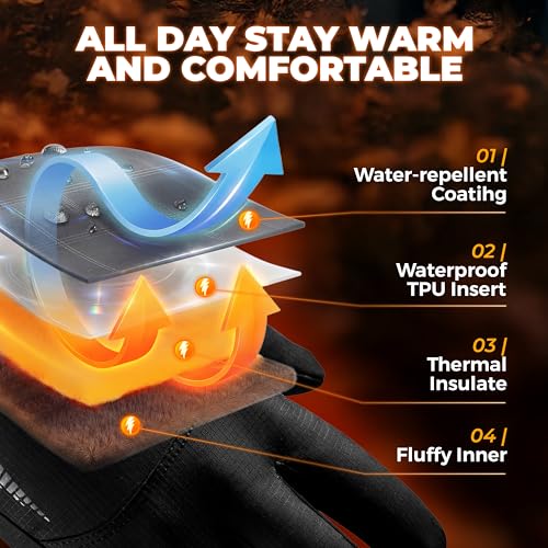 rivmount Winter Waterproof Ski Snow Warm Gloves for Women Men, Windproof Cold Weather Thermal with Touchscreen Fingers, fo...