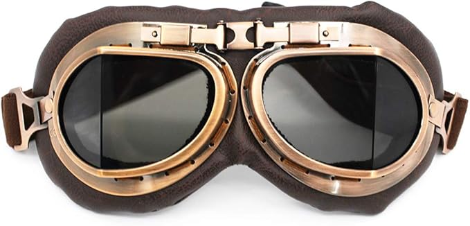 Nuoxinus Motorcycle Goggles, Vintage Aviator Pilot Style Motocross Bike Cruiser Scooter Goggle, Anti UV Anti-Scratch Dustp...