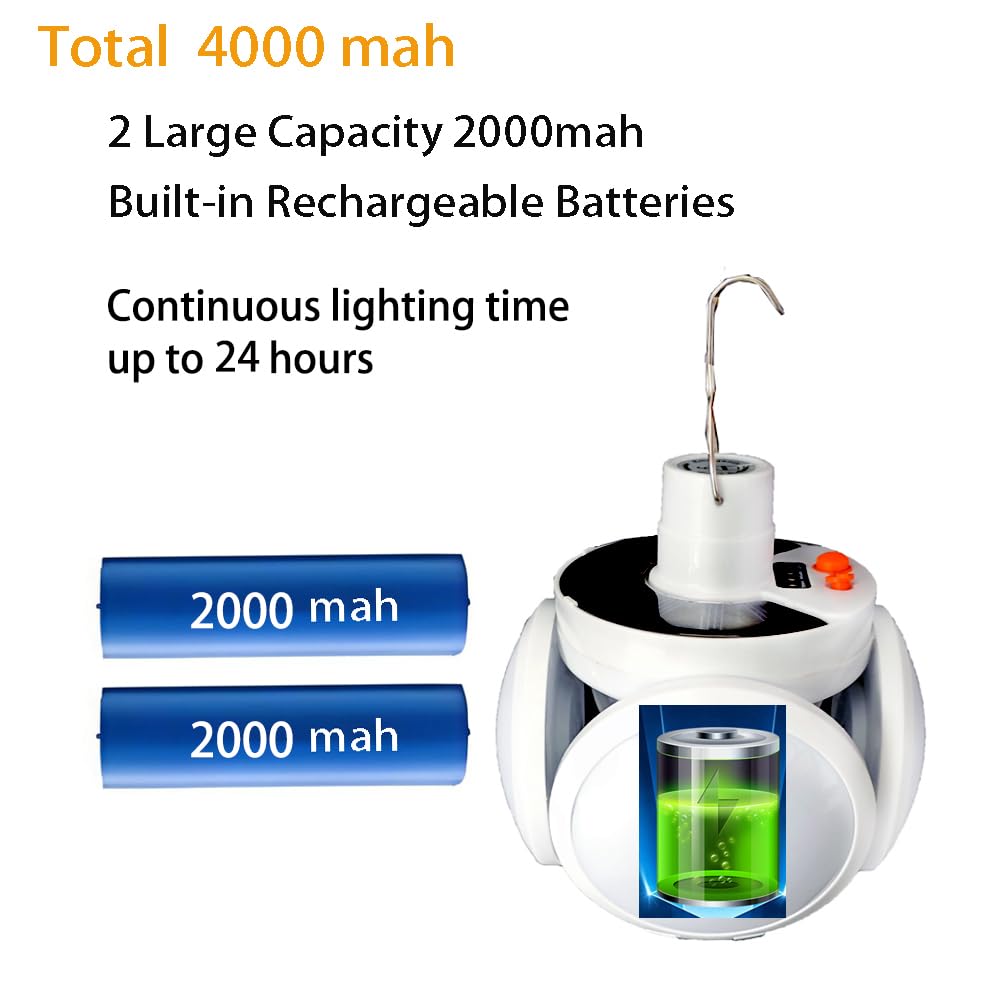 Jearytop 2 in 1 Folding Solar Camping Lamp 45 LED Rechargeable Collapsible USB White 2 Pack