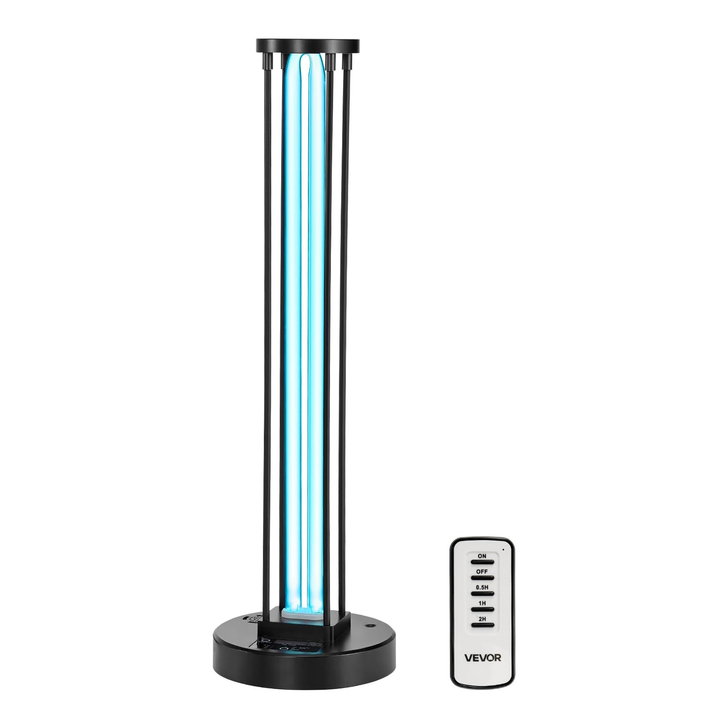 VEVOR UV Light 55W Ultraviolet Lamp with Ozone Purifier, 30/60/120 Min Timer, Remote Control, Black, Model US-007/55W