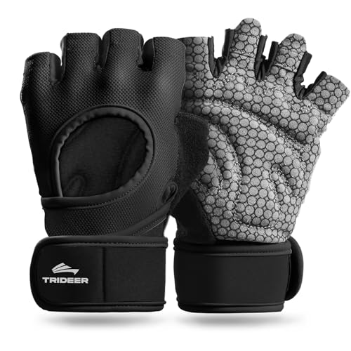 Trideer Weight Lifting Gloves for Women Men with Wrist Support, Workout Gloves Women Full Palm Protection for Gym Trainin...