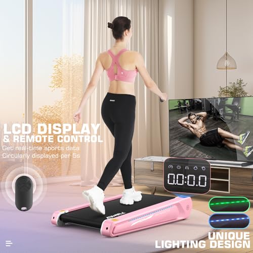 FUNMILY Smallest Walking Pad with 5% Incline, 2 in 1 Under Desk Treadmill for Home Office, 2.5 HP Mini Compact Walking Tre...