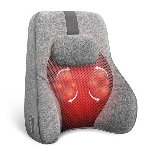 COMFIER Back Lumbar Support Pillow for Office,Car,Heated Back Support with 4 Shiatsu Massage Heads & Heating Function, Mem...