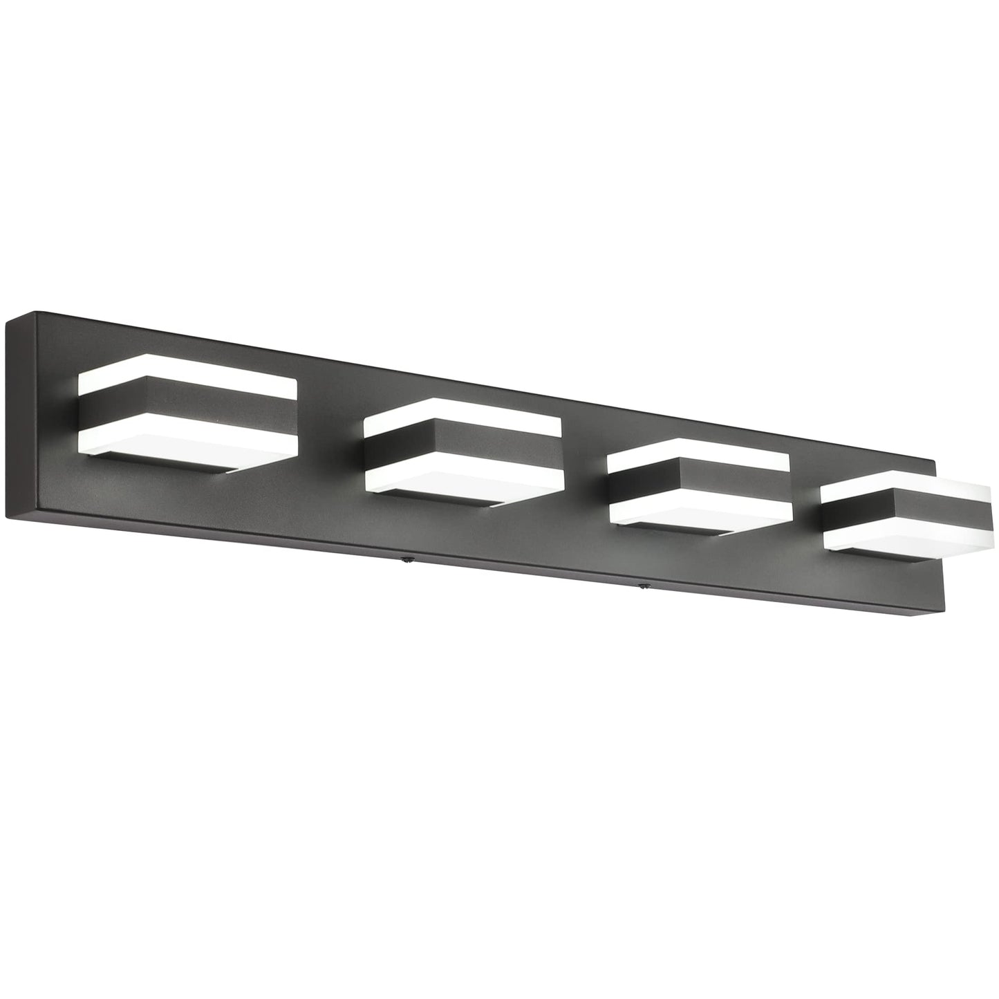 SOLFART 4-Light Dimmable LED Bathroom Light Fixture, Matt Black Vanity Light, Model S8568-4T-6000K
