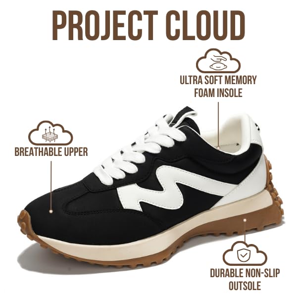 Project Cloud Trendy Fashion Sneakers for Women 2026 - Memory Foam and Non-Slip Comfortable Casual Ladies Shoes for Womens...