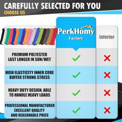 PerkHomy 90 ft 1/4 inch (7mm) Polyester Rope (Nylon - Like Durability) Poly Flag Pole Clothes Line Camping Utility Good fo...