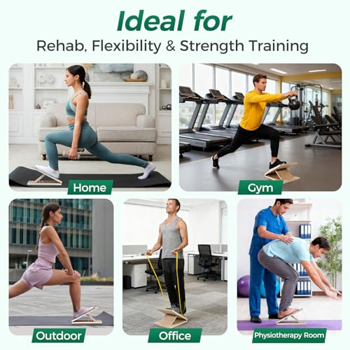 Slant Board for Calf Stretching, Wooden Slant Boards for Exercise, 300 Lbs Weight Capacity Squat Wedge, Premium Calf Stret...