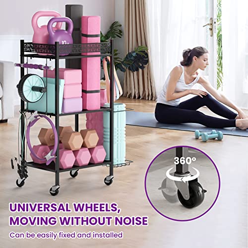 Yoga Mat Storage Rack, Home Gym Storage Rack, VOPEAK Workout Storage for Yoga Mat, Foam Roller, Gym Organizer Gym Equipmen...