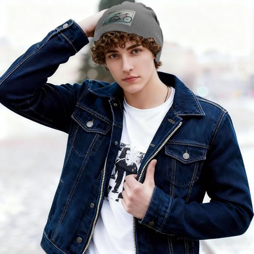 Retro Bicycle Pattern Print Lightweight Waffle Pullover Hat Men Women Winter Headwear Outdoor Camping Travel