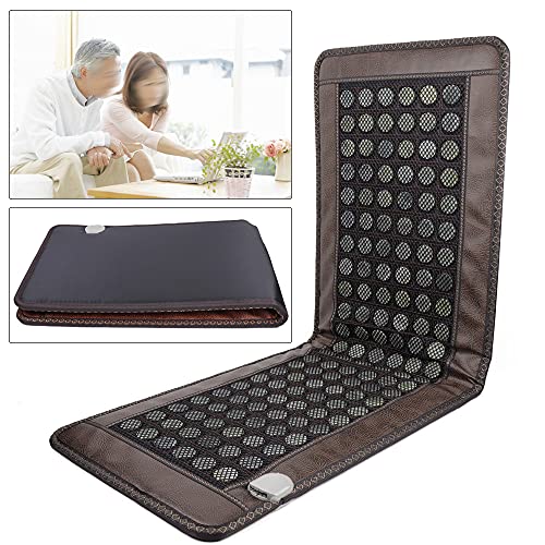Far Infrared Heating Pad, Back 138 Natural Jade Tourmaline Stones Heating Mat for Body Neck Shoulder Fast Pain Relief Use ...