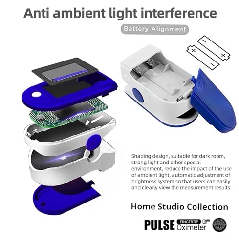 Finger Pulse Oximeter Larger Display Blood Oxygen Monitor with Batteries and Lanyard Included Fingertip Pulse Oximeter Col...