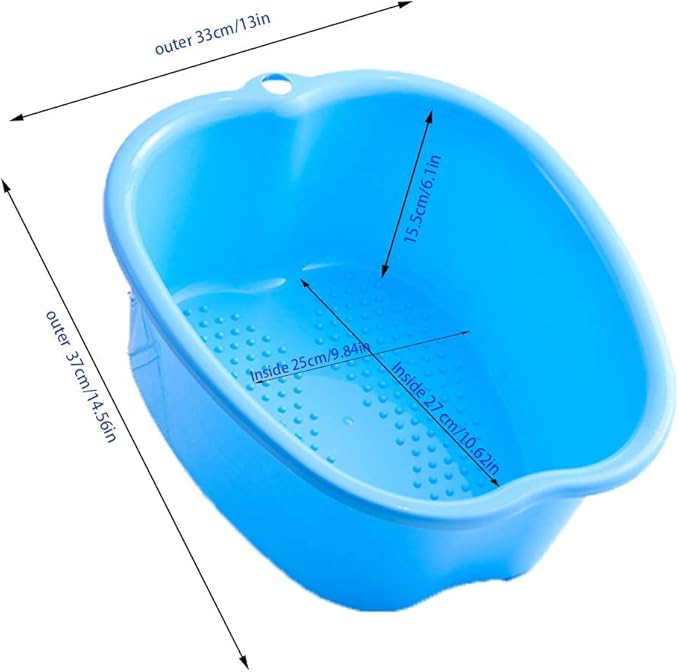 Foot Soaking Bath Basin: Plastic Spa Tub With Massage Dots - Roomy Bucket for Water Spa and Massage (Blue)