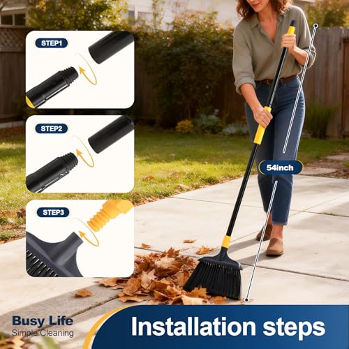 Yocada Heavy-Duty Broom Outdoor Commercial for Courtyard Garage Lobby Mall Market Floor Home Kitchen Room Office Pet Hair ...
