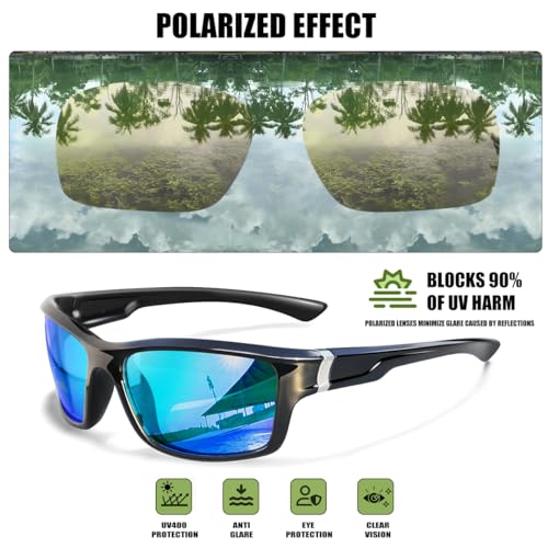 SQOQS Polarized Sunglasses for Men Women Sports Goggles Lightweight Frame Cycling Running Fishing Driving UV400 Protection