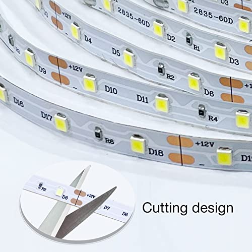 DAYBETTER White LED Strip Light, 20 ft Dimmable Bright Rope Lighting, 6500K 24V Strips, 360 LEDs 2835 Tape Lights for Bedr...
