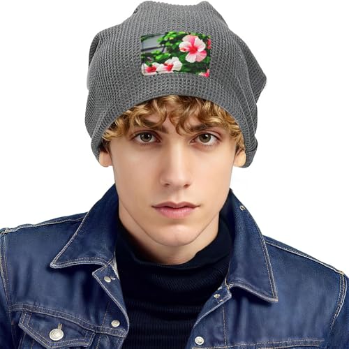YANYU Hibiscus Flowers Print Lightweight Waffle Pullover Hat Men Women Winter Headwear Outdoor Camping Travel