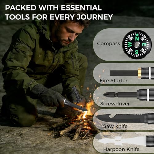Tactical Hiking Stick, Tactical Walking Stick, Trekking Poles, Hiking Poles, Suitable for Camping, Outdoor Survival Gear, ...
