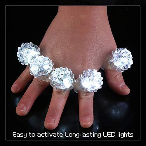 C&H Solutions Shining White Clear LED Flashing Jelly Bumpy Finger Rings (12 Ct)