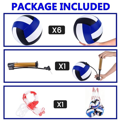 HYPGARD 6 Pack Volleyballs Official Size 5, Waterproof Soft Bulk Recreational Volley Balls with Pump and Net Bag for Indoo...