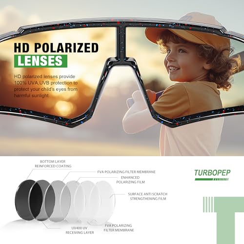 TURBOPEP 3 Pack Kids Polarized Sunglasses - Youth Baseball Sunglasses for Boys Girls Age 3-12 Sports UV Protection Goggles