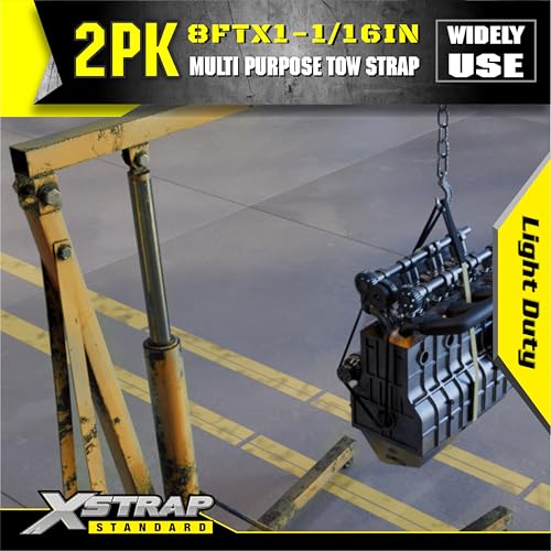 XSTRAP STANDARD 2PK 1''x 8FT Lift Sling Web Strap/Wear Guard End, Heavy Duty Flat Eye Lifting Sling with 2 Reinforced Loop...