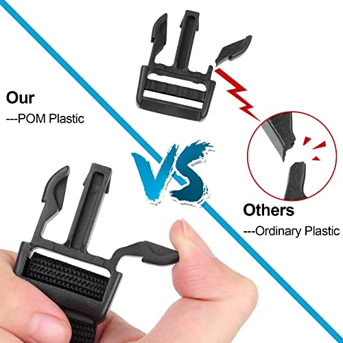 Phinus Buckle Straps 1 Inch, Webbing Straps Polypropylene 11 Yards, 6 PCS Adjustable Side Release Plastic Buckles, 12 PCS ...