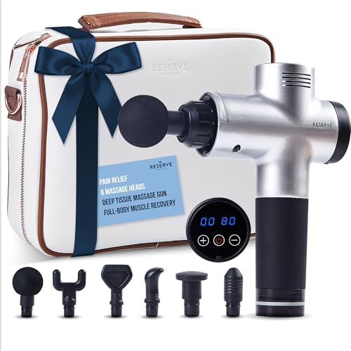 Reserve Gifts Co. Massage Gun Gift with Carrying Case - Deep Tissue Back Massager for Pain Relief with 6 Percussion Relaxa...