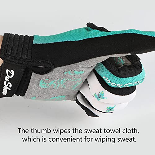 DuShow Bike Gloves for Women Cycling,Pink Floral Workout Gloves Women,Full Finger Biking Driving Riding Gloves for Women,G...