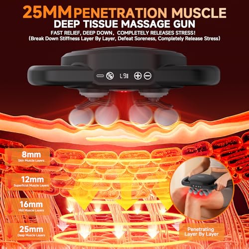 TenSine 12 Head Massage Gun Deep Tissue,Cordless Electric Massager with 9 Levels 9 Modes,Back Massager Tool for Neck/Shoul...