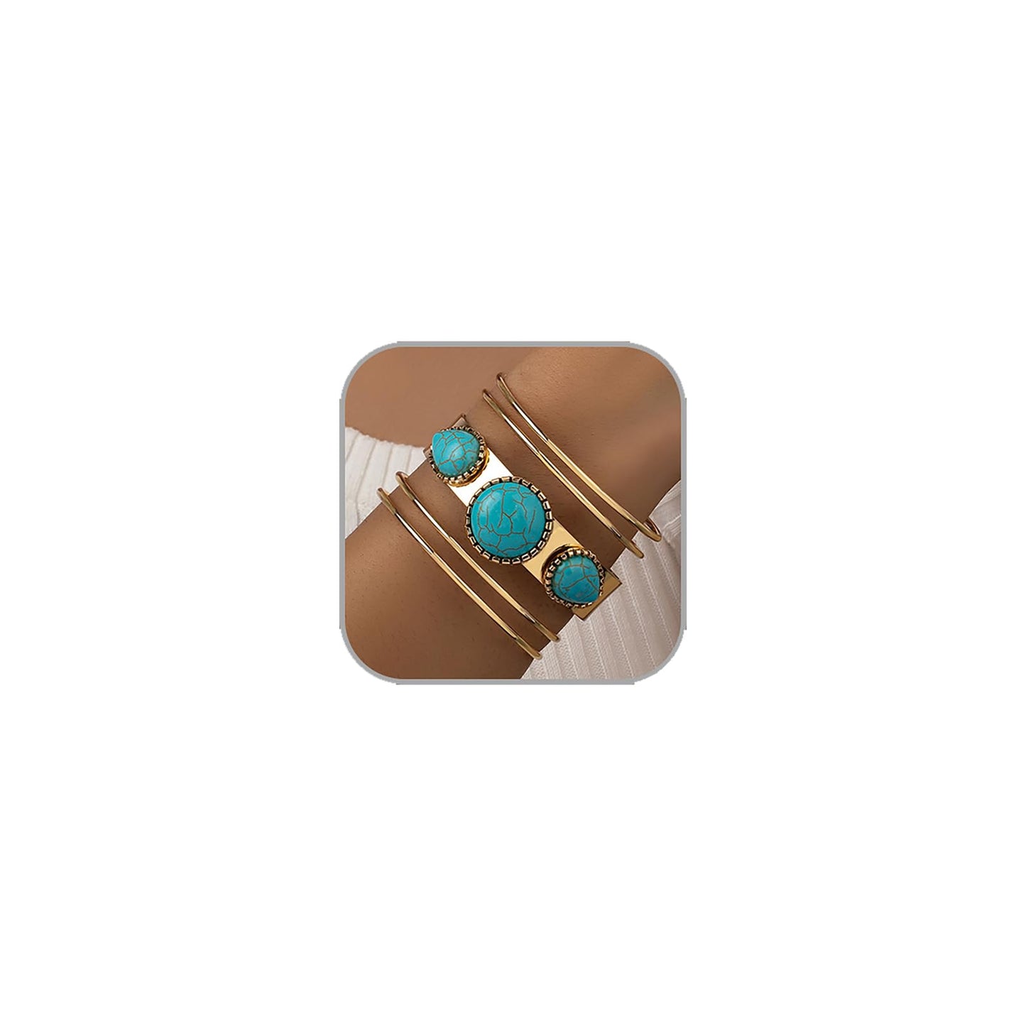 ANGLEQUEEN Western Turquoise Bracelets for Women Vintage Chunky Cuff Bracelet Turquoise Country Bracelets Adjustable Boho Cuff B