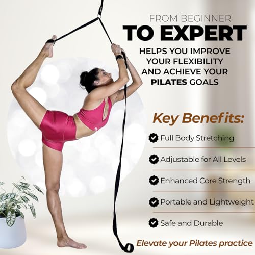 Pilates Stretching Strap with Door Anchor - Flexibility Equipment for Pilates Practitioners - Ideal for Improving Leg Flex...