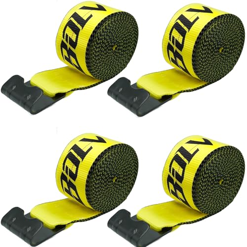 Bolvixor 4 Pack 4" x30' Winch Straps with Flat Hooks, 16200LBS Break Strength Heavy Duty Tie Down Straps for Flatbed Truck...