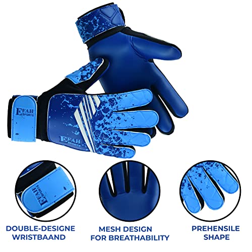 EFAH SPORTS Soccer Goalkeeper Gloves for Kids Boys Children Youth Football Goalie Gloves with Strong Grips
