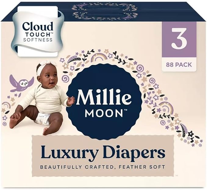 Millie Moon Luxury Diapers (Size-3 and Count-88) Diaper Weight Range: 13 to 24 lbs