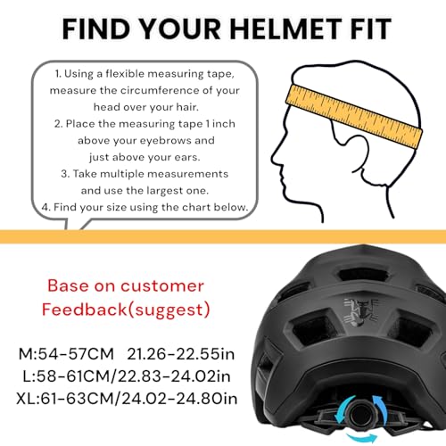BATFOX Bike Helmet,Mountain Bike Helmet Helmets for Men Women Adults Youth