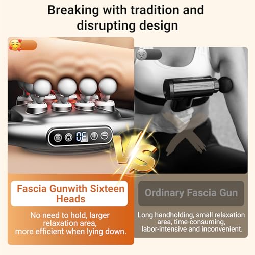 Gzerovir 16-Head Massage Gun Set, Massage Gun Deep Tissue Neck Massager with 16 Heads, for Deep Tissue, Back, Shoulders, L...