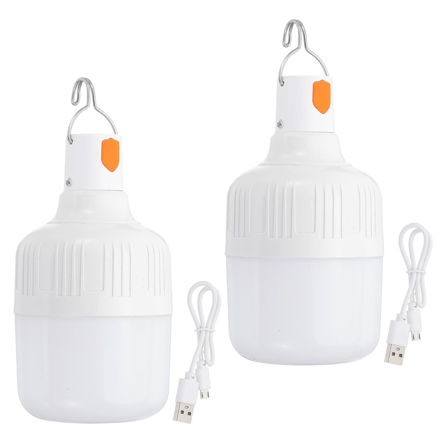 Patikil Camping Lantern  2 Pack Rechargeable Led Tent Lamp Lights Bulb Portable Hanging 3 Lighting Modes 90W With Clip Hook For Camping  Hiking  Fishing  White