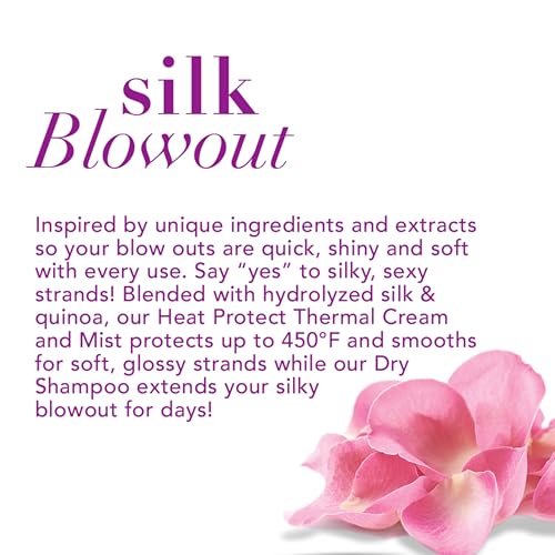 OGX Protecting + Silk Blowout Quick Drying Thermal Protection Spray, Heat Protectant Spray Shields Hair up to 450°F For So...