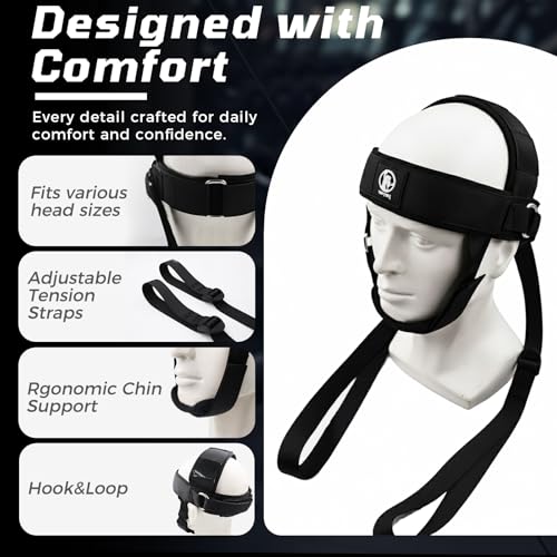 Neck Stretching Training Harness – Adjustable Chin Strap Headgear with Dual D-Rings for Neck Traction, Mobility, and Postu...