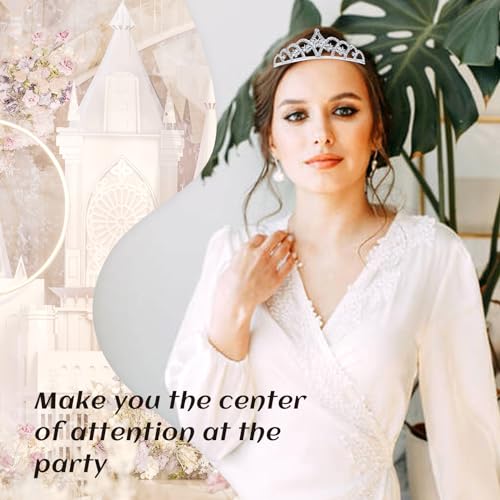 inSowni 8 Pieces Decorative Princess Dazzling Rhinestone Silver Metal Tiara Crown Headbands Wedding Birthday Party Prom He...