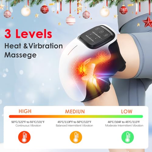 Pokytcox Knee Massager, Large LED Screen, Adjustable Temperature,Cordless Knee Massager with Heat and Vibration, Portable ...