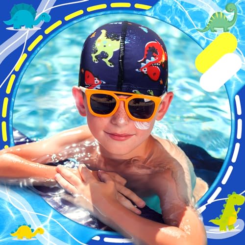Geyoga 3 Pcs Kids Swim Caps for Boys Girls Age 2-12 Swimming Hat Pool Cap Child Swim Hat for Toddler Youth
