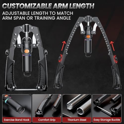 Twister Arm Trainer, 3 in 1 Hydraulic Power Chest Workout Equipment with Ab Roller Wheels and Hooks, Adjustable 22-440lbs ...