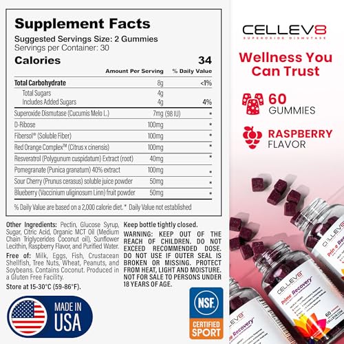 Cellev8 Prime Recovery Joint & Muscle Recovery Gummies - 60 Count - Antioxidant Cellular Health, Daily Energy, Wellness, S...
